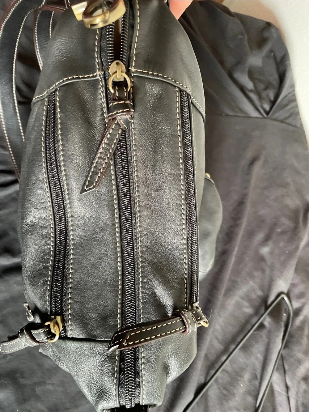 Tignanello- Soft Geniune Black Leather Backpack/Purse